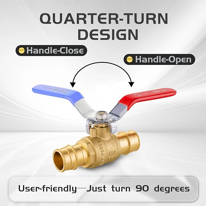 8-Pack Foskan 1" Brass PEX-A Full Port Ball Valve, Quarter Turn Shut-off Valve for PEX-A Tubing(Blue and Red)
