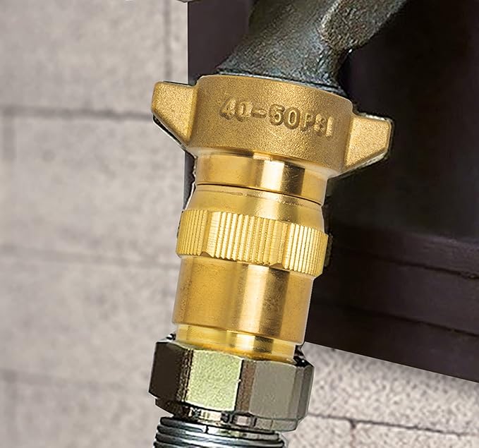 Hourleey Brass Hi-Flow Water Regulator, RV Pressure Water Regulator with Filter Screen, for Campers, Travel Trailers, RV Plumbing System, 40-50 PSI (2 Pack)