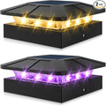 Peasur 2 Packs 4x4 Solar Post Cap Lights Outdoor, Purple & Warm White LED Fence Caps Light Waterproof, Wood & Vinyl Post Top Lighting for Deck Mailbox Railing Porch Outside