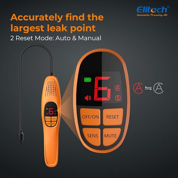 Elitech Refrigerant Leak Detector, Freon Leak Detector, Freon Sniffer Automotive Halogen Gas Leak Detector for R134A R410A R1234YF R600a R290 CFCs HCFCs HFCs HCs HFOs, LD-100+
