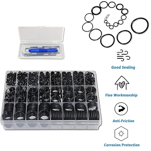 1280 Pcs 24 Size Rubber O-Ring Assortment Kit with Pick and Hook Set for Pressure Washer Faucet Plumbing OD 6mm-28mm