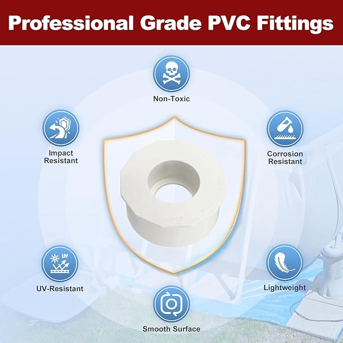1Pcs 4" x 2" PVC Reducer Bushing Fitting, SCH40 (Socket x Socket) Furniture Grade PVC Pipe Fitting, Reducer Bush Adapter for Home Sewer Plumbing, Industrial, Pipe Connection, White