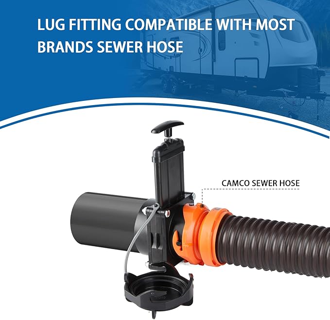 RV Gate Valve 3-Inch Hub to 3-Inch Lug with Cap Glue on 3" PVC Sewer Pipe with Cement UV-Resistant Plastic Made(1Pack) Black(8051)