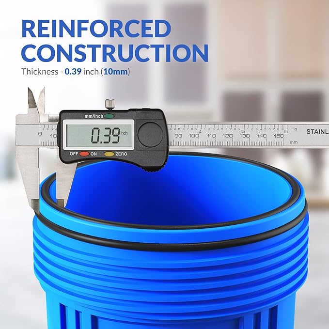 SimPure Whole House Water Filter Housing (DB20P), 20" x 4.5" Sediment Carbon Filter Universal Housing, Pre-Filtration System for Well and City Water, 1" NPT Port, Pressure Release