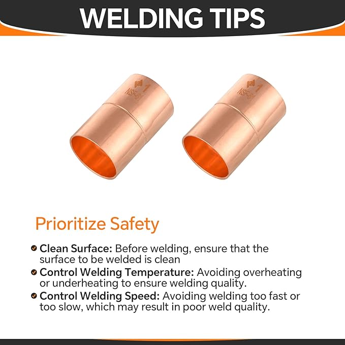 HeSun 200-Pack Copper Fittings, 1-Inch Copper Coupling with Rolled Stop, C x C with Sweat Solder Connection