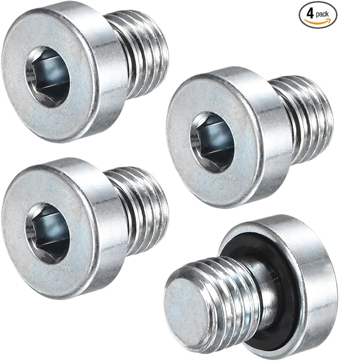 4-Pack M8x1mm Inner Hex Head Pipe Fitting Plug, Carbon Steel Sensor Socket Plug with Seal O-Ring for Terminate Pipe Ends/High Pressure Washer, Sealing Screw