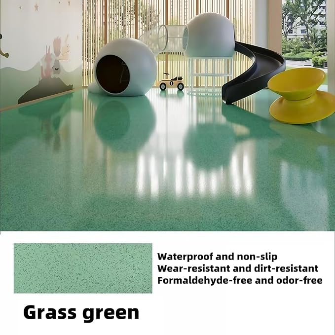 Epoxy Colored Sand Floor Paint, Epoxy Floor Paint High Gloss Marble Effect Coating for Indoor and Outdoor, Wear-resistant and non-slip Self-leveling Coating Green 176OZ(5KG)