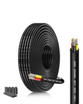 20 Gauge 3 Conductor Electrical Wire 20/3 AWG 26.25FT Stranded Tinned Copper Cable with PVC Jacket - Flexible Low Voltage Power Cord for LED Strip Lights, Automotive Marine Wiring