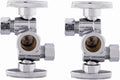 (Pack of 2) EFIELD 1/4 Turn Dual Compression Outlet Angle Stop Valve with 2 Shut Off Valve/Handles, 1/2" NOM (5/8" OD) x (3/8 inch x 3/8 inch) Chrome,(VALVE134-2PCS)
