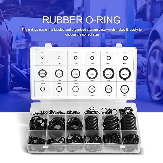 279 Pcs O Ring Assortment Kit, 18 Size Black Rubber O Ring Kit Resist Oil and Heat for Auto Plumbing Hydraulic Hose Faucet Water Air or Gas Repair