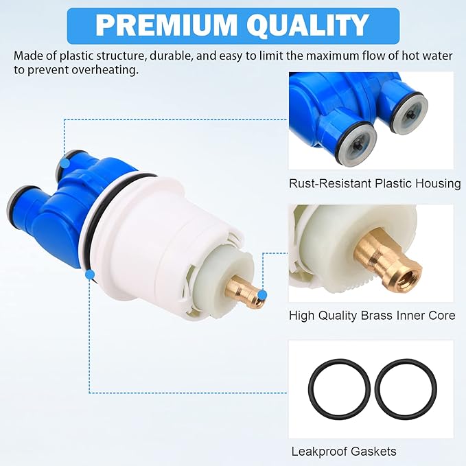 RP19804 Delta Shower Cartridge Replacement for Delta 1300/1400 Series Single Handle Bathtub Shower Faucet Replacement Parts Delta Monitor Shower Tub Cartridge with RP22734 Bonnet Nut (1993-2007)