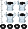 Therwen 4 Sets 3/4 inch Chicago Air Fittings NPT Iron Air Hose Fitting 2 Lug Universal Coupling for Female and Male End(Female End)
