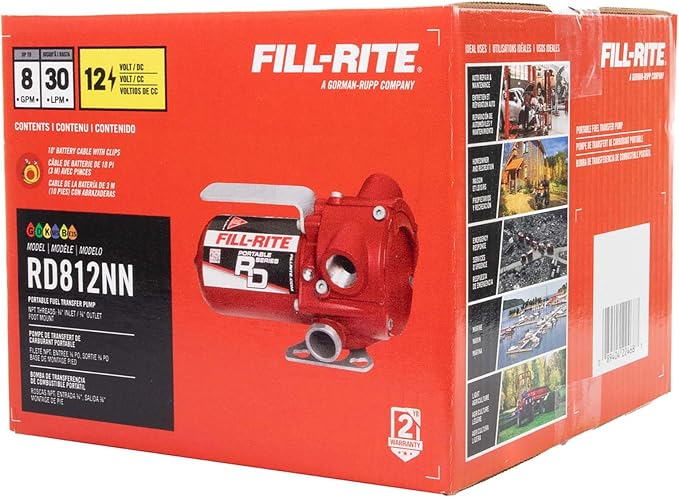 Fill-Rite RD812NN 12V 8 GPM Portable Fuel Transfer Pump w/Power Cable