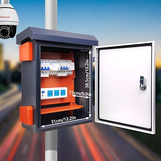 0utdoor Electrical Box NEMA Enclosure 15.7 * 19.7 * 7.9" Weatherproof Junction Box with Fan Vent Meta Electrical Cabinet with Shelves(40 * 50 * 20cm)