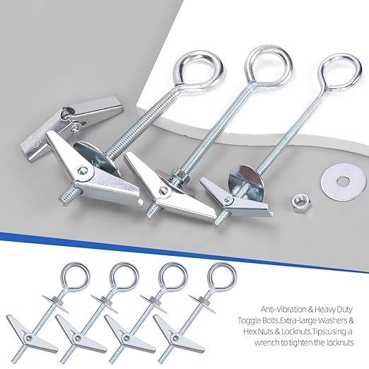 Glarks 15pcs M6 x 70mm O-Shaped Eye Bolt Toggle Anchors Set for Drywall, Ceiling, Sheetrock, Hollow Wall