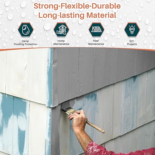 Polyurethane Waterproof Coating, Grey, 5 Gallon, Repair Leaks, Cracks, Roofs, Warehouses, Garages, Basements, Indoor & Outdoor Sealant Waterproof