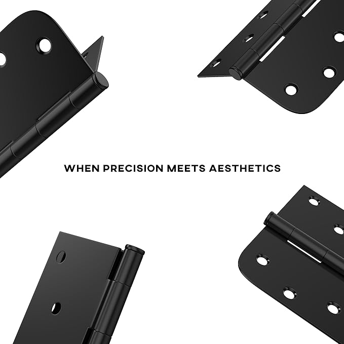 18 Pack goldenwarm 4in Black Door Hinges Interior Door Hinges Black Matte 4 x 4 Inch with Square & Round Corners, Iron Material