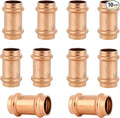Copper Press Fittings 3/4 Inch Coupling with Stop No-Lead Plumbing Pipe Connector | Compatible with Copper Pipes, Water Supply & Hydronic Heating Systems | Durable Press Fit Design,10-Pack