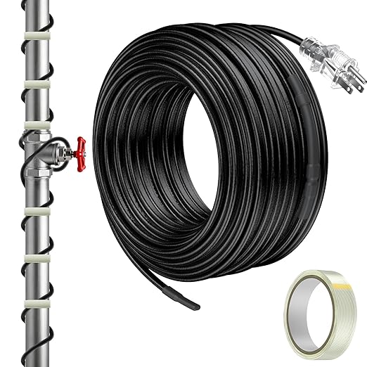 Pawfly 50 FT Heat Tape for Water Pipes, 8 W/ft 120 V Pipe Heating Cable, Self-Regulating Heating Trace for Pipes Freeze Protection, Roof Heat Cable for Pipe Roof Gutter, Keep Water Flowing at -40 °F