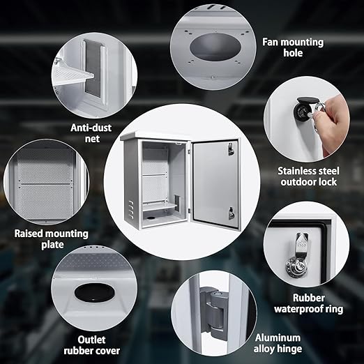 Outdoor Weatherproof Enclosure Electrical Box - 23.6x15.7x11.8 Outdoor Network Enclosure Exterior Box Ventilated Enclosure hinged Outdoor Galvanized Electrical Ventilation Design(600 * 400 * 300mm)