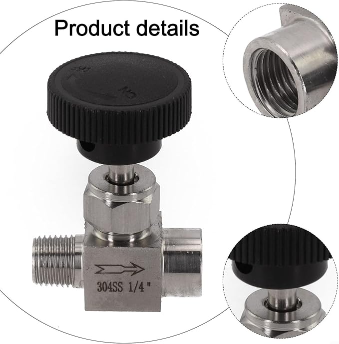 Needle Valve 1/4" NPT Female To Male 304 Stainless Steel Flow Control For Plumbing Systems
