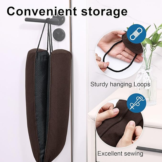 hyha 34 Inch Door Draft Stopper, Blocks Hot Cold Air with Removable Washable Cover, Gaps Up to 3 Inch, All-Season Noise and Wind Seal, Under Draft Stopper for Bottom of Door Window, Chocolate