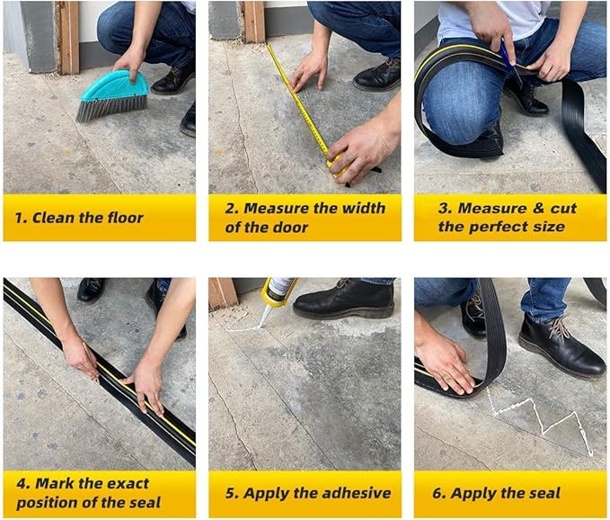 Jin&Bao Universal Garage Door Threshold Seal Strip 10FT Kit, Bottom Waterproof Rubber Weather Stripping Replacement（Yellow, 1 Adhesive）