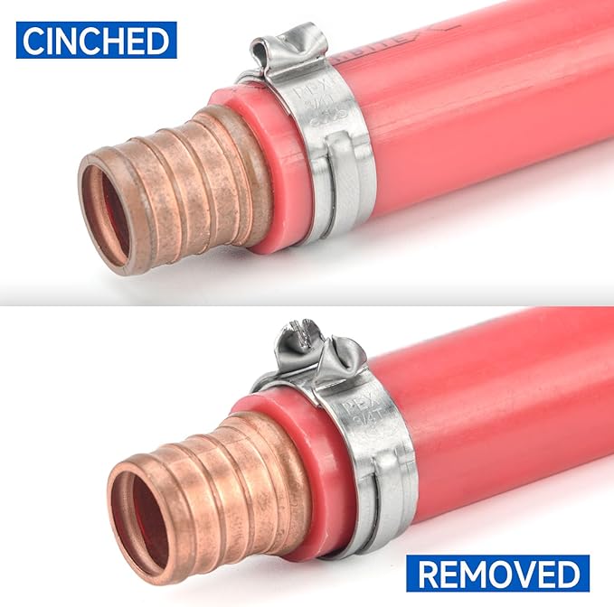 iCrimp PEX Clamp Tool PEX Fitting Kit for Cinch and Removal 3/8-in, 1/2-in, 3/4-in, 1-in PEX Clamps, c/w 1/2''(20 Pack) PEX Clamp Rings, Brass PEX Crimp Fittings(12 Pack), PEX Tubing Cutter