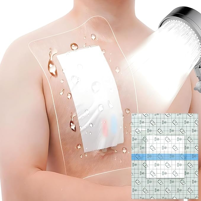 12"x13.7" Waterproof Shower Cover Incision Bandages for Large Wound with No Glue On The Center Adhesive Transparent Shower Protector Post Surgical Water Barrier Guard Pack of 14
