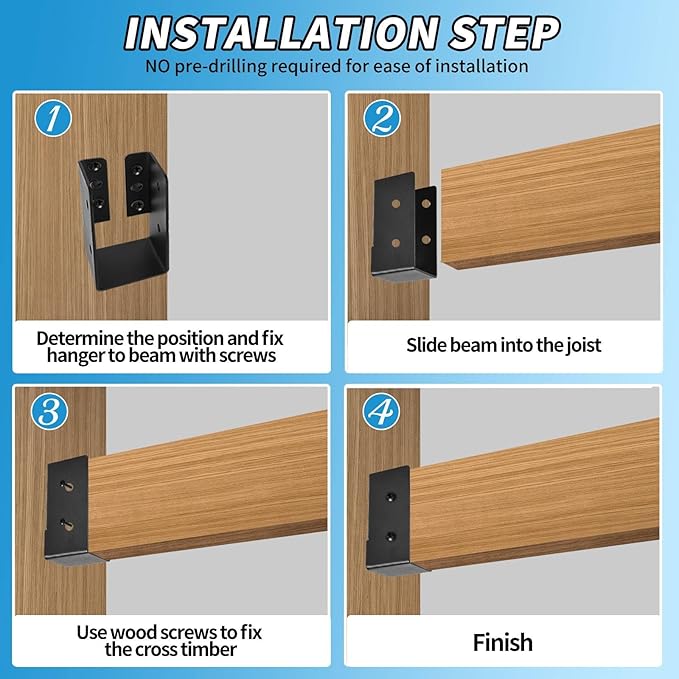Concealed Joist Hanger 24PCS,2"x4" Joist Bracket,Framing Bracket,Railing Brackets,Q235B Steel Powder-Coated Joist Hanger Fit for Beam,Swing, Handrail,Fence