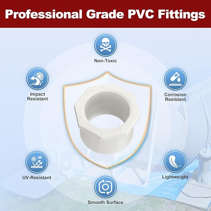 10Pcs 1 1/4" x 1" PVC Reducer Bushing Fitting, SCH40 (Socket x Socket) Furniture Grade PVC Pipe Fitting, Reducer Bush Adapter for Home Sewer Plumbing, Industrial, Pipe Connection