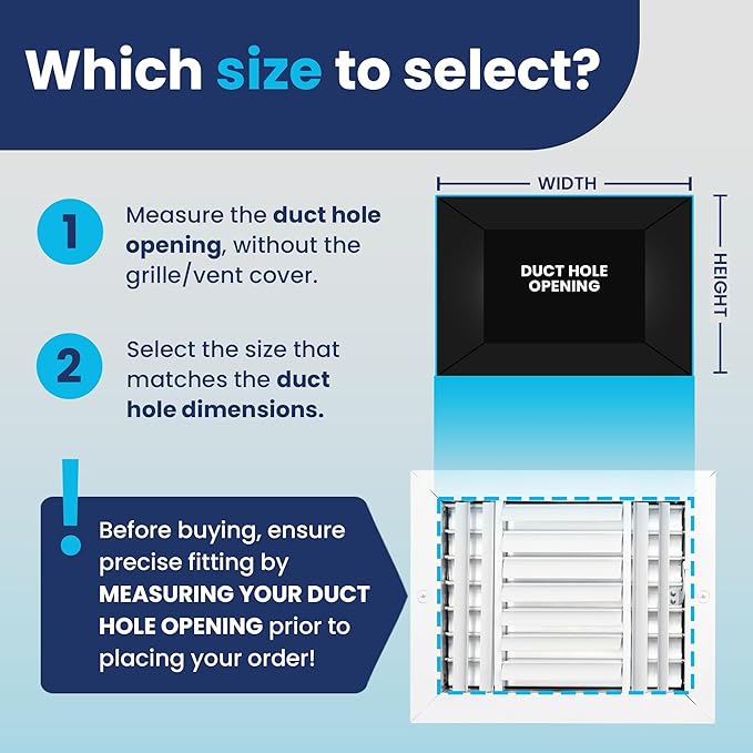 10x8 Inch (Duct Opening) Aluminum 3-Way Air Flow Vent – HVAC Vent Cover for Wall or Ceiling – Quiet HVAC Wall Register with Multi-Shutter Damper – Adjustable Curved Blade - Plastic Seal for Tight Fit