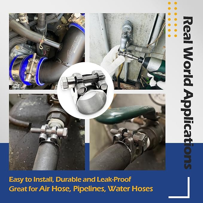 TT Heavy Duty Hose Clamps, 304 Stainless Steel T-Bolt Clamp, Adjustable Range 104-112 mm, Solid T-nuts and Wide Band for 4.25 Dryer Hose Clamp (4-4.41 inch, 2 pack)