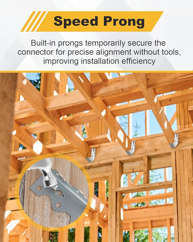 25 Pcs 2x6 Joist Hangers for Wood, 20 Gauge Galvanized Face Mount Joist Hangers, Heavy Duty Hurricane Ties for Rafters Roofs Decks Floors Ceilings