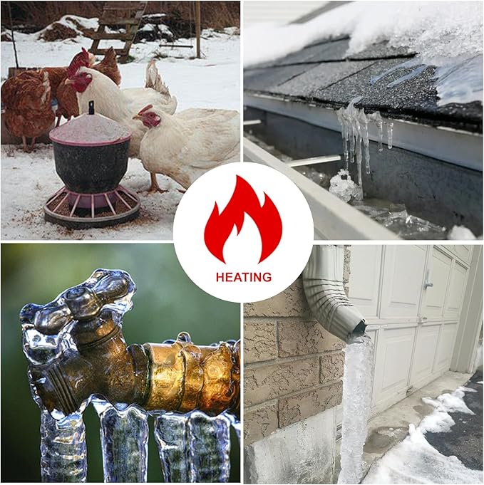 OEBLD Heat Tape for Water Pipes 40FT, Replaceable Smart Thermostat for Pipe Freeze Protection, Self-Regulating Roof Deicing Cable for Metal and Plastic Home Pipes, 110-120V