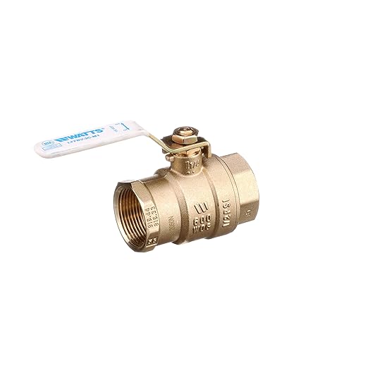 Watts LFFBV-3C-M1 Series 1" Lead-Free 2-Piece Full Port Chrome-Plated Brass Ball Valve with Female Threaded End Connections, Copper Silicon Alloy Body, O-Ring Seal, Steel Handle