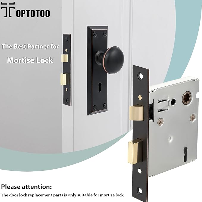 Mortise Lock Set Interior Door, Old Door Lock Replacement Parts, Antique Vintage Door Lock Hardware, Skeleton Keys and Reversible Latch, Mortise Lock Kit, Oil Rubbed Bronze Finish