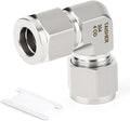 TAISHER 1PCS 304 Stainless Steel 90 Degree Compression Tube Pipe Fitting Connector, 4MM Tube OD x 4MM Tube OD Adapter