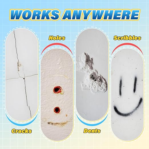 DIYSELF 9 Pack Drywall Repair Kit, Spackle Wall Repair, 2×100g (7oz Total) Putty, White Drywall Mud, Plaster for Holes, Cracks, Gaps, Fast-Drying Hole Filler, Spackle Tube, Scraper & Sander Included