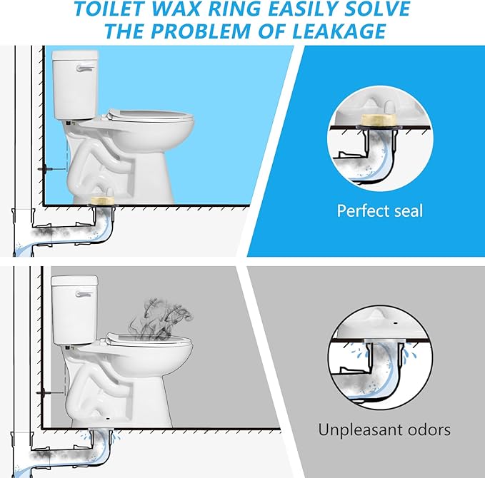 Toilet Flange Extra Thick with Toilet Wax Ring Replacement Kit, Include Wax Ring Bolts PVC Toilet Flange Repair Kit for 3" or 4" Pipes, Fit Toilet Install & Repair