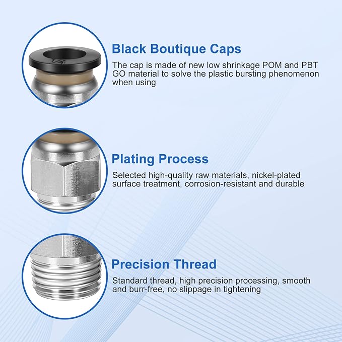 10 Pcs Push-to-Connect Fittings 1/4 Inch Tube OD x 1/8 Inch NPT Thread Pneumatic Male Straight Quick Connect Air line fittings…