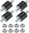 uxcell 4Pcs M5 x 12mm Rubber Mounts, 15 x 15mm Cylindrical Anti Vibration Isolator Studs Shock Absorber Double Studs with Nuts for Car Bobbin Generator Air Compressors
