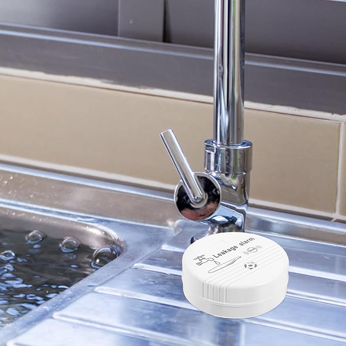 Water Leak Alarm Sensor Waterproof Leak Detection System Flood Detector for Home Basement Kitchen Sink Overflow Monitoring