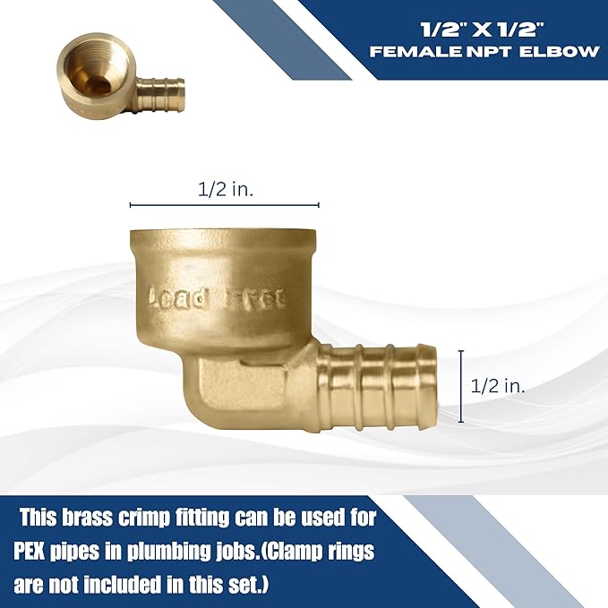 XFITTING 1/2 Inch Pex x 1/2 Pex Inch Female NPT Elbow, 2 Pieces
