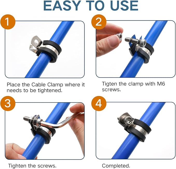 3/4 Inch Cable Clamp, 20 Pack Stainless Steel Wire Clamp for Pipe, Hose, and Cable Protection with Metal Rubber Clips (20mm)