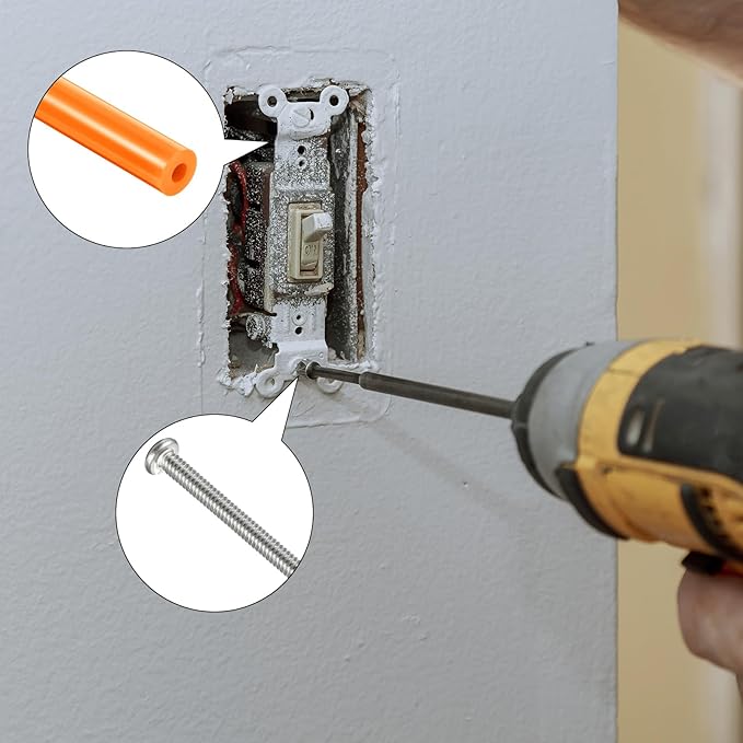 Hotop 48 Pieces Electrical Outlet Spacers Extender Kit Includes 24 pcs 3 Inch Switch and 24 1-1/2 Inch 6-32 Thread Flat Head Device Mounting Extra Long Electrical Outlet Screws (Orange)