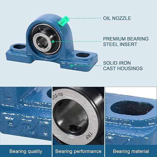 2 Pack UCP202-10 Pillow Block Bearing- 5/8 inch Bore Mounted Pillow Bearing Solid Cast Iron Base- Self Alignment