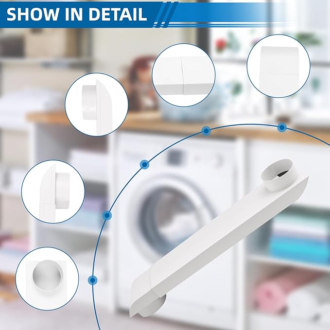OEM Upgraded 25-55 in Adjustable Periscope Dryer Vent，stainless steel Dryer Vent, Fit for all 4in Dryer Vent Outlet,for tight space square duct dryer vent pipe,Telescoping Dryer Vent Kit (white）