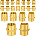 20-PCs HeSun Brass Pipe Fittings Combo, 10-PCs 1" NPT Male + 10-PCs 1" NPT Female Hex Nipple Adapter