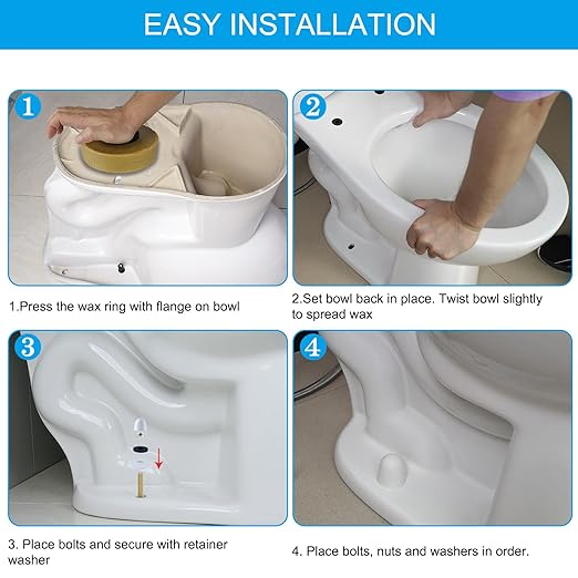 iFealClear Extra Thick Toilet Wax Ring Kit, Wax Ring with Brass Bolts, PE Flange and Retainer Washers, Ring Seal for Floor Outlet Toilet Bowls, Fits 3 Inch and 4 Inch Waste Lines